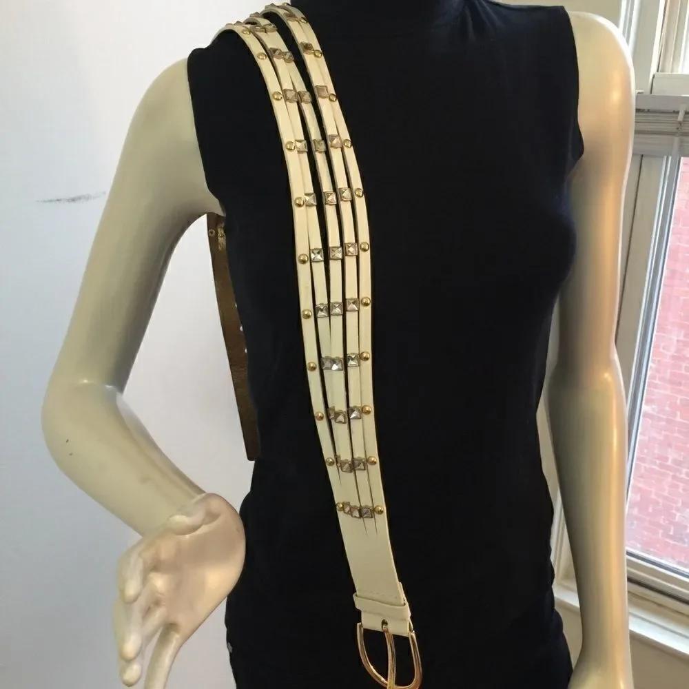 Michael Kors Studded Rhinestone 5 strand belt‎